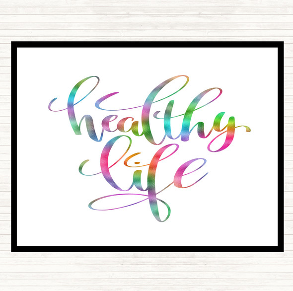 Healthy Life Rainbow Quote Dinner Table Placemat