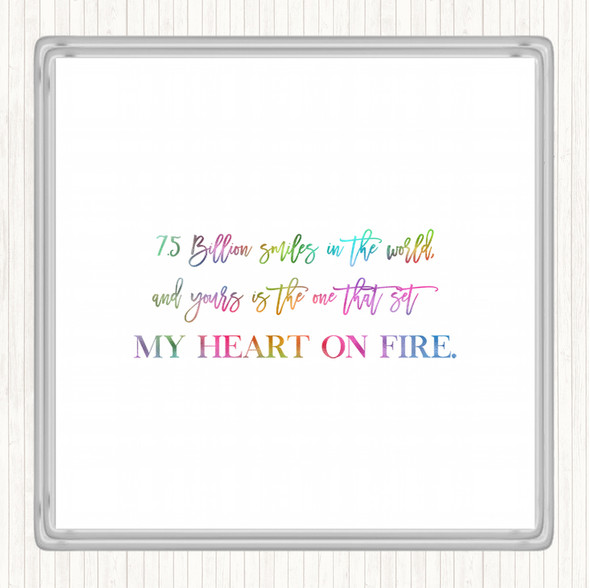 Heart On Fire Rainbow Quote Drinks Mat Coaster