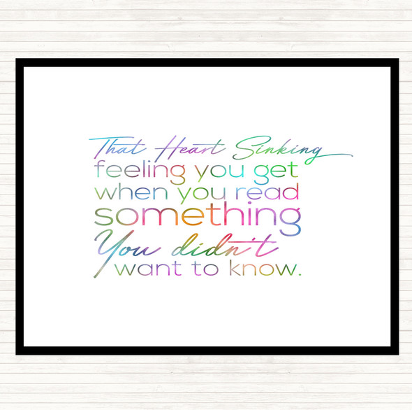 Heart Sinking Rainbow Quote Mouse Mat Pad