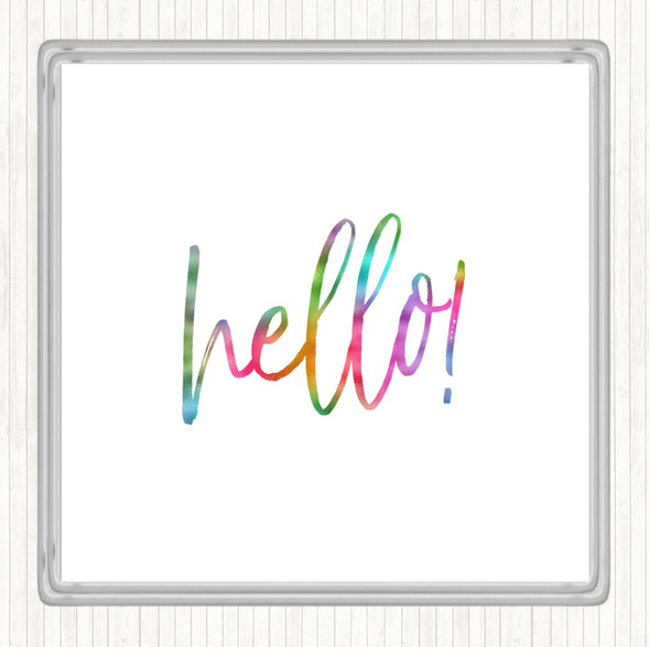 Hello Fancy Rainbow Quote Drinks Mat Coaster