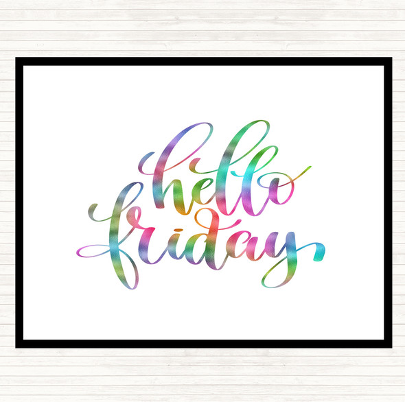 Hello Friday Swirl Rainbow Quote Mouse Mat Pad
