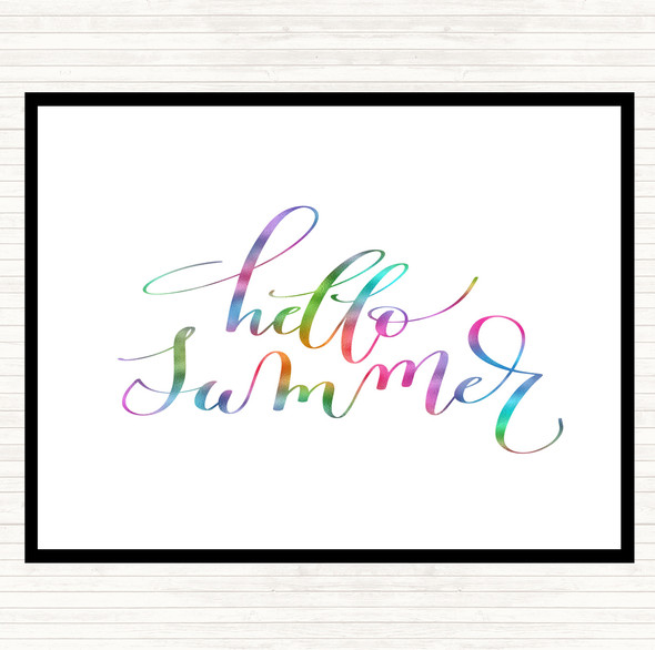 Hello Summer Rainbow Quote Dinner Table Placemat