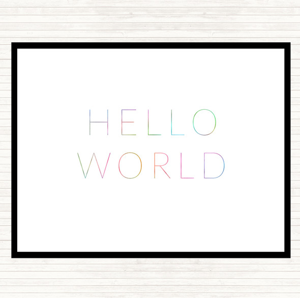 Hello World Rainbow Quote Mouse Mat Pad