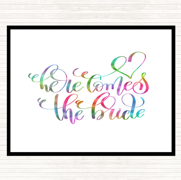 Here Comes The Bride Rainbow Quote Dinner Table Placemat