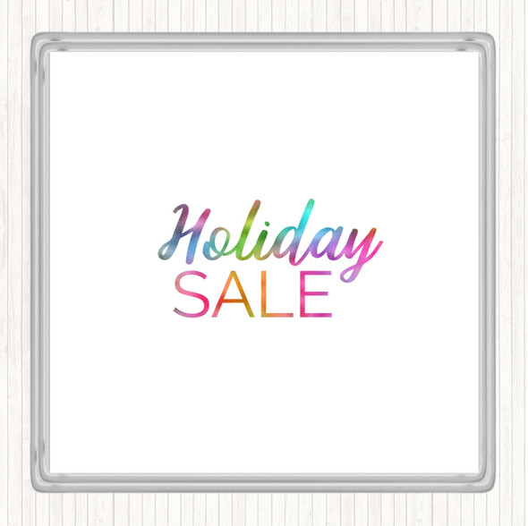 Holiday Sale Rainbow Quote Drinks Mat Coaster