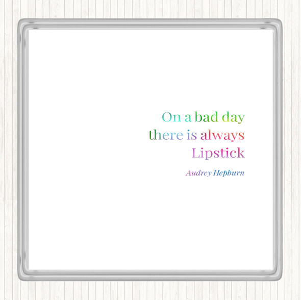 Audrey Hepburn Lipstick Rainbow Quote Drinks Mat Coaster