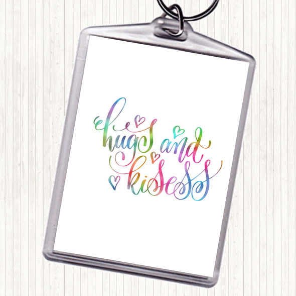 Hugs And Kisses Rainbow Quote Bag Tag Keychain Keyring