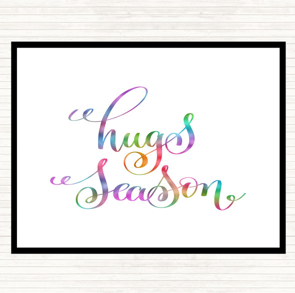 Hugs Season Rainbow Quote Mouse Mat Pad