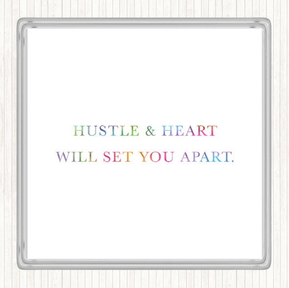 Hustle And Heart Rainbow Quote Drinks Mat Coaster