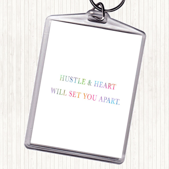 Hustle And Heart Rainbow Quote Bag Tag Keychain Keyring