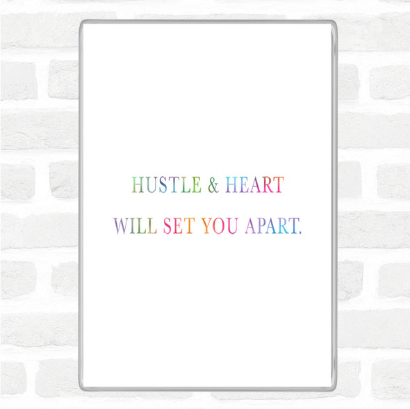 Hustle And Heart Rainbow Quote Jumbo Fridge Magnet