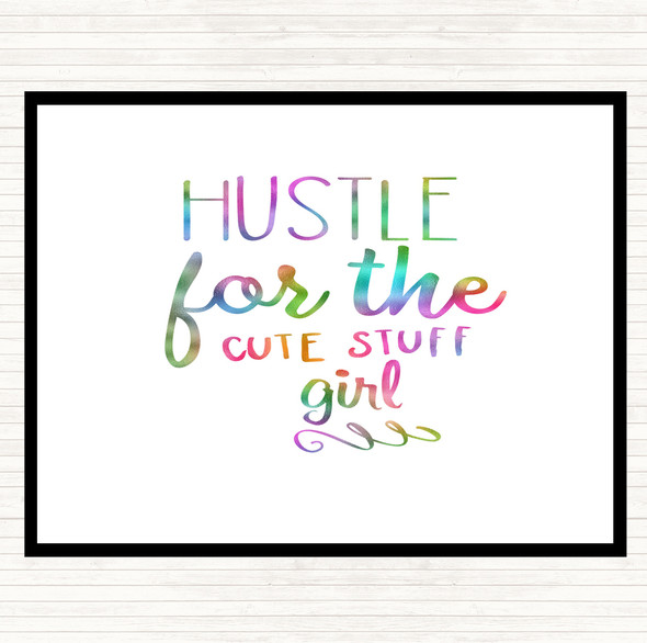 Hustle For The Cute Stuff Girl Rainbow Quote Mouse Mat Pad