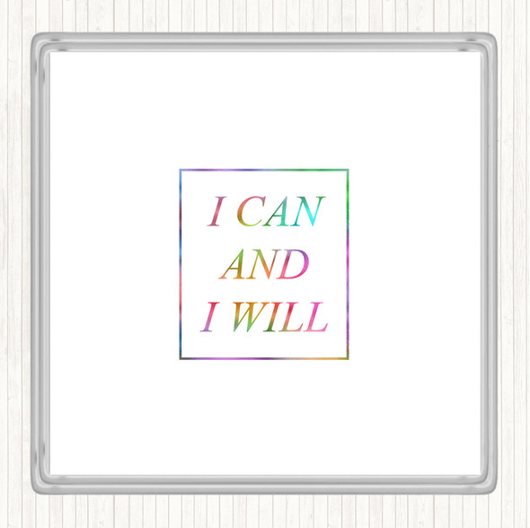 I Can Rainbow Quote Drinks Mat Coaster