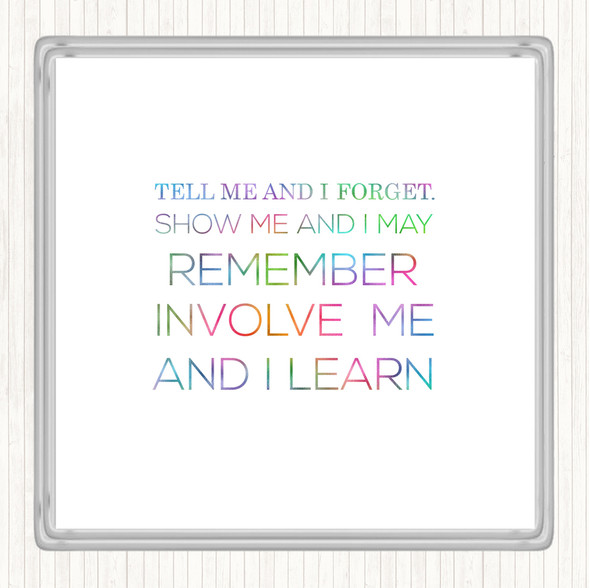 I Learn Rainbow Quote Drinks Mat Coaster