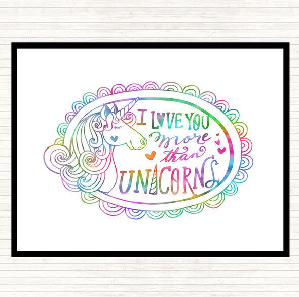 I Love You More Unicorn Rainbow Quote Mouse Mat Pad