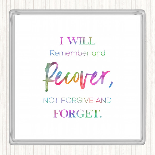 I Will Remember Rainbow Quote Drinks Mat Coaster