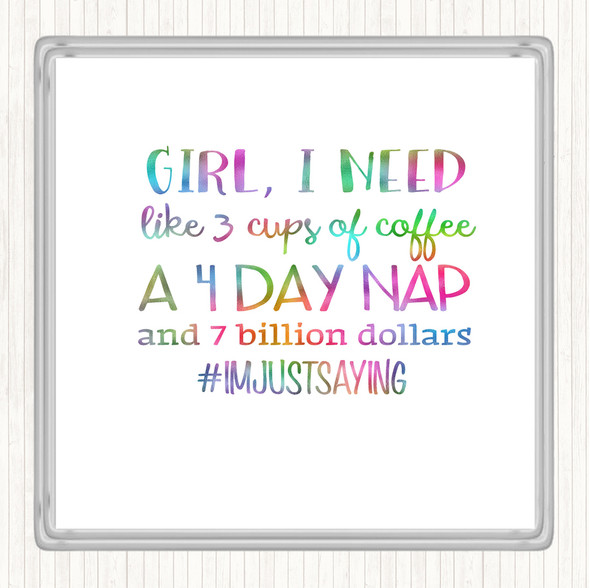 I'm Just Saying Rainbow Quote Drinks Mat Coaster