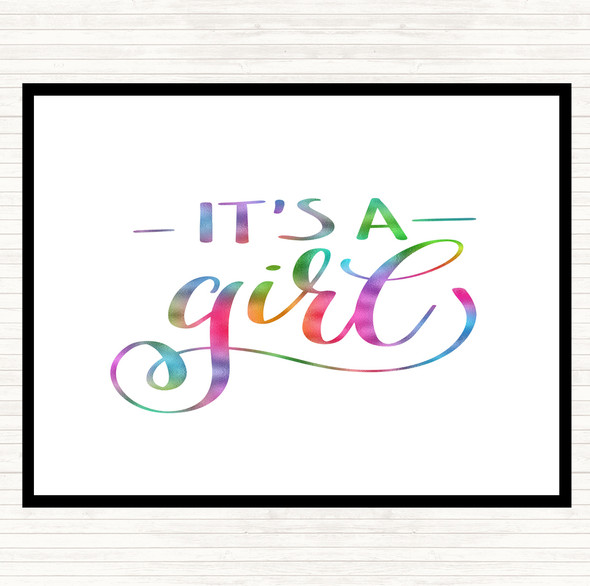 Its A Girl Rainbow Quote Mouse Mat Pad