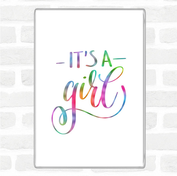 Its A Girl Rainbow Quote Jumbo Fridge Magnet