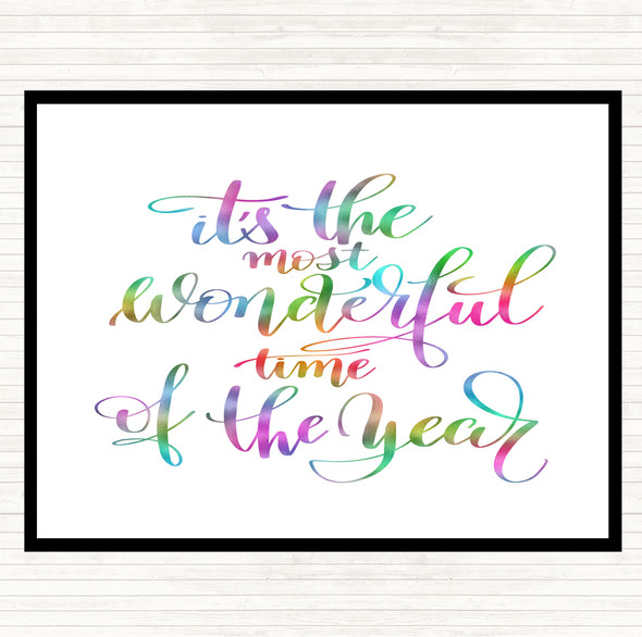 Its The Most Wonderful Time Of Year Rainbow Quote Mouse Mat Pad