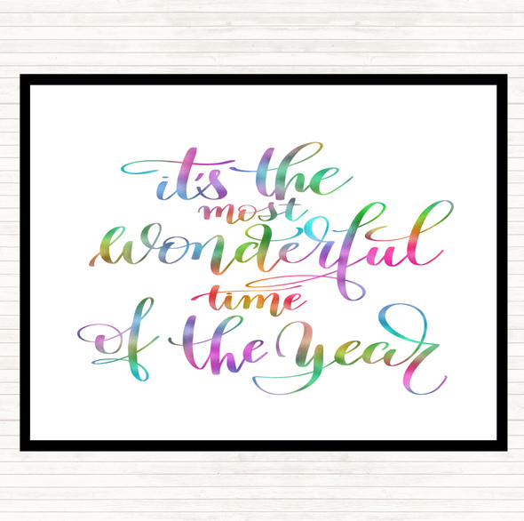 Its The Most Wonderful Time Of Year Rainbow Quote Dinner Table Placemat