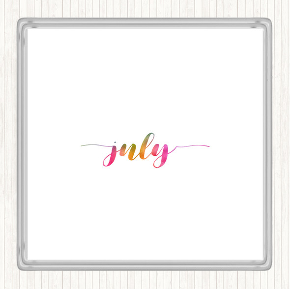 July Rainbow Quote Drinks Mat Coaster