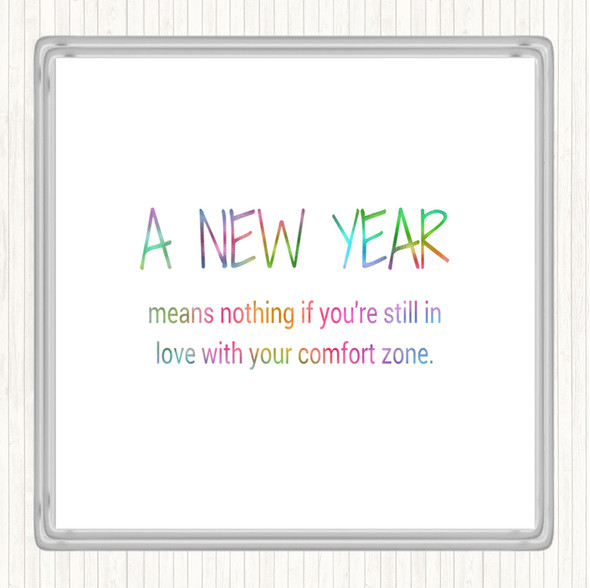 A New Year Rainbow Quote Drinks Mat Coaster