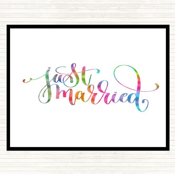 Just Married Swirl Rainbow Quote Mouse Mat Pad