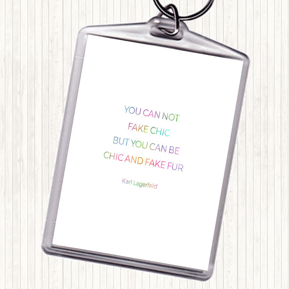 Karl Fake Fur Rainbow Quote Bag Tag Keychain Keyring