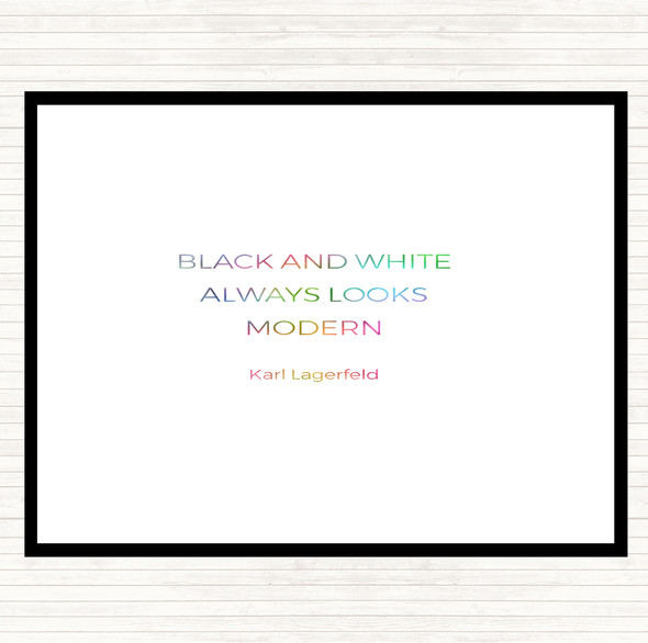 Karl Lagerfield Black And White Rainbow Quote Dinner Table Placemat