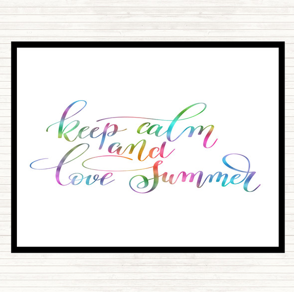 Keep Calm Love Summer Rainbow Quote Dinner Table Placemat