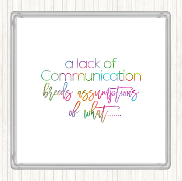 Lack Of Communication Rainbow Quote Drinks Mat Coaster