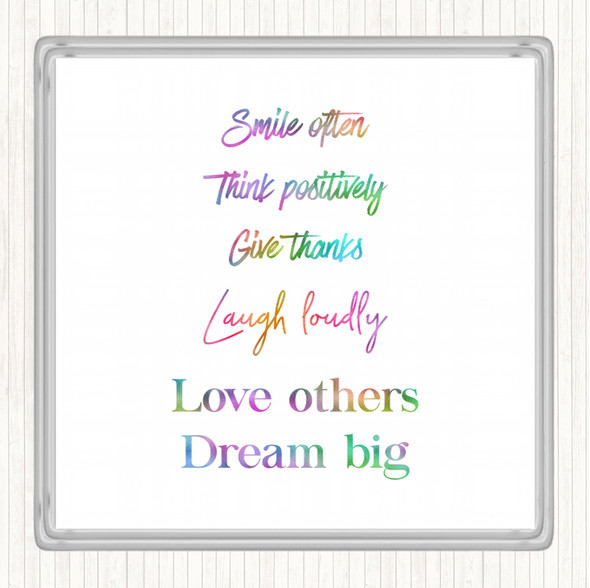 Laugh Loudly Rainbow Quote Drinks Mat Coaster