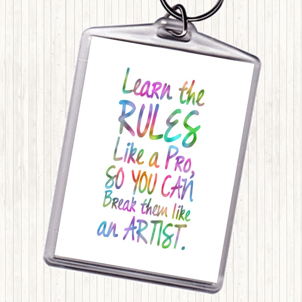 Learn The Rules Rainbow Quote Bag Tag Keychain Keyring