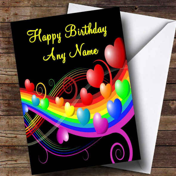 Rainbow And Hearts Romantic Personalised Birthday Card