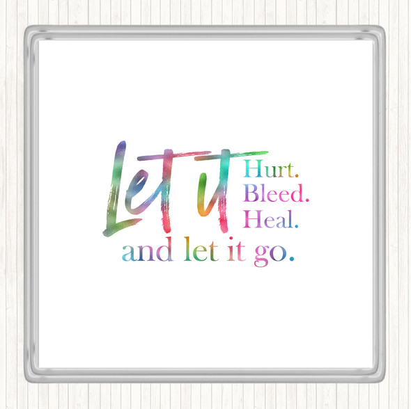 Let It Go Rainbow Quote Drinks Mat Coaster