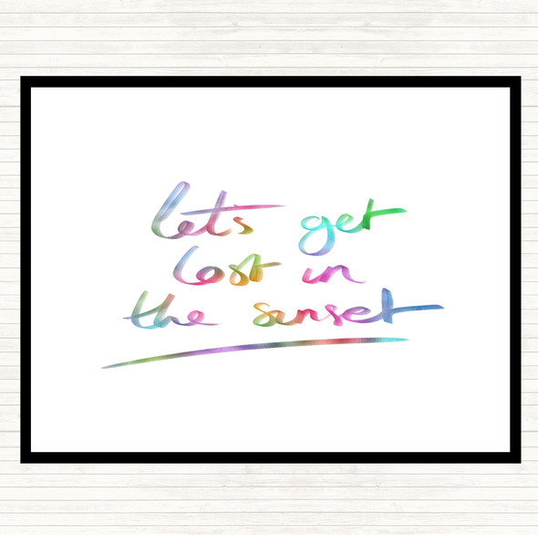 Lets Get Lost Sunset Rainbow Quote Mouse Mat Pad