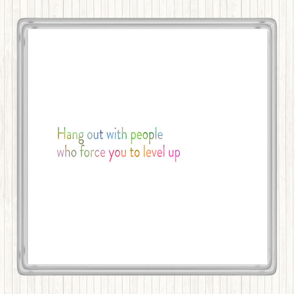 Level Up Rainbow Quote Drinks Mat Coaster
