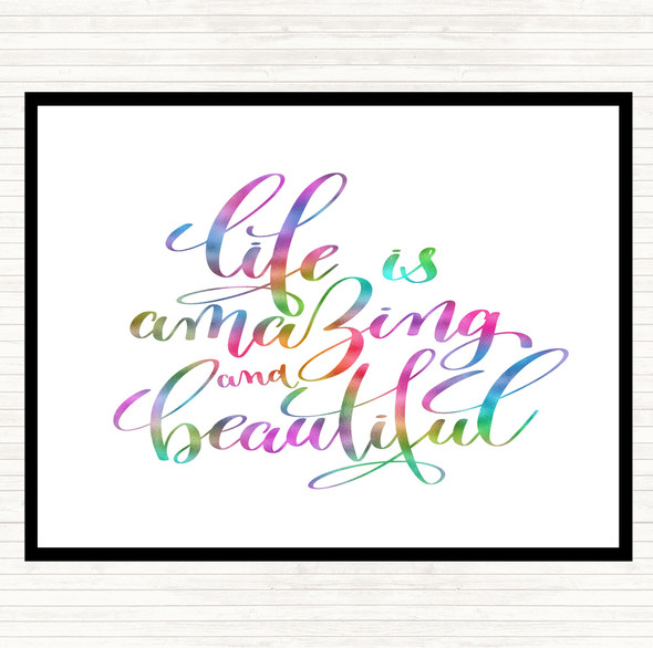 Life Amazing Rainbow Quote Mouse Mat Pad