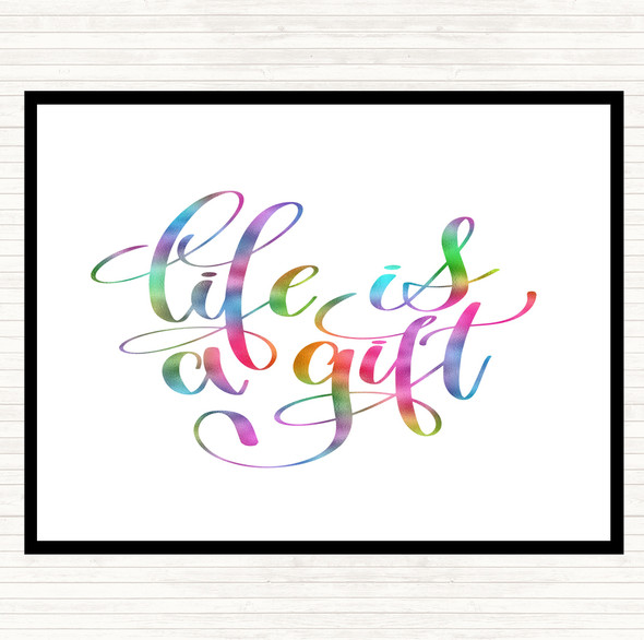 Life Is A Gift Rainbow Quote Dinner Table Placemat