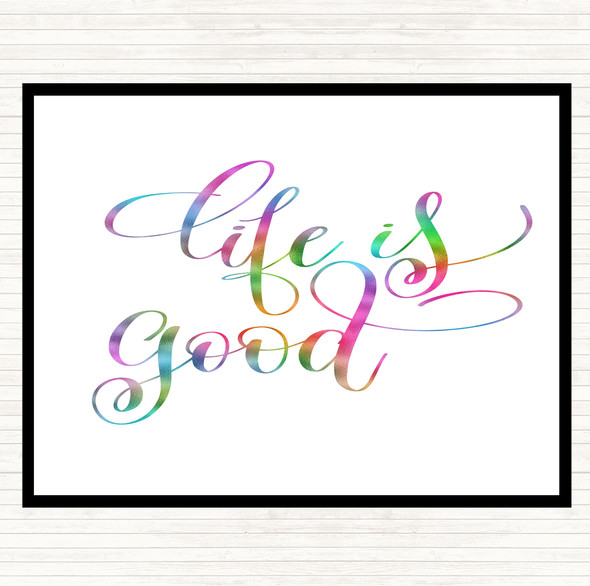 Life Is Good Rainbow Quote Mouse Mat Pad