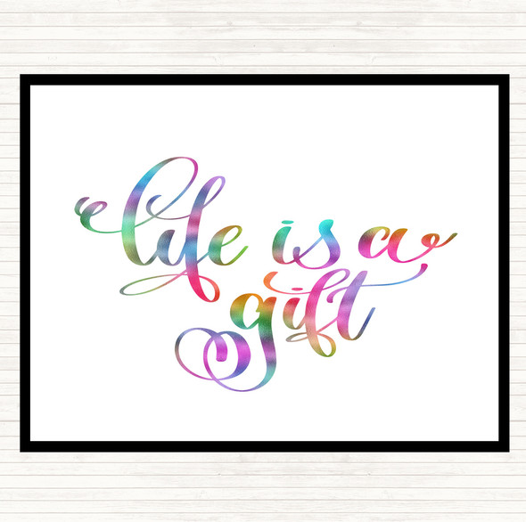 Life's A Gift Rainbow Quote Dinner Table Placemat