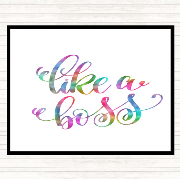 Like A Boss Swirl Rainbow Quote Mouse Mat Pad