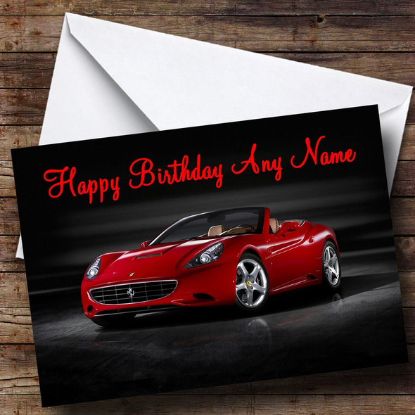 Red Ferrari California Personalised Birthday Card