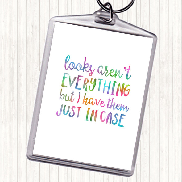 Looks Aren't Everything Rainbow Quote Bag Tag Keychain Keyring
