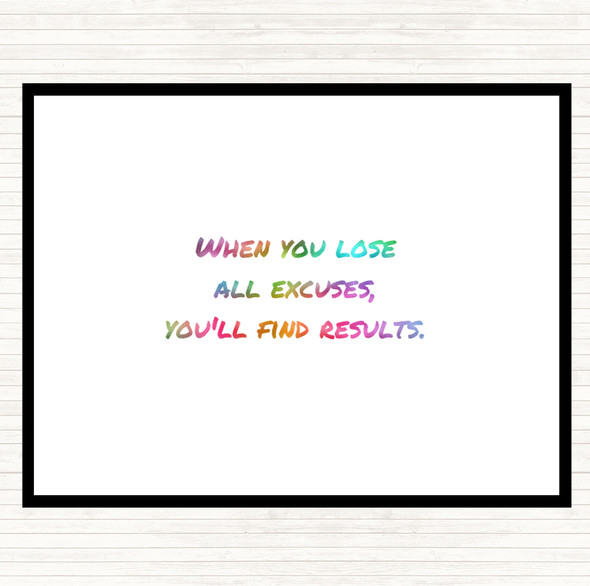 Lose All Excuses Rainbow Quote Dinner Table Placemat