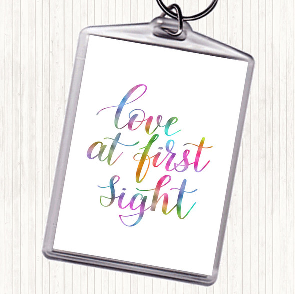 Love At First Sight Rainbow Quote Bag Tag Keychain Keyring