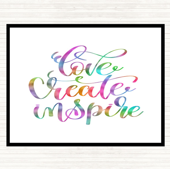 Love Create Inspire Rainbow Quote Mouse Mat Pad