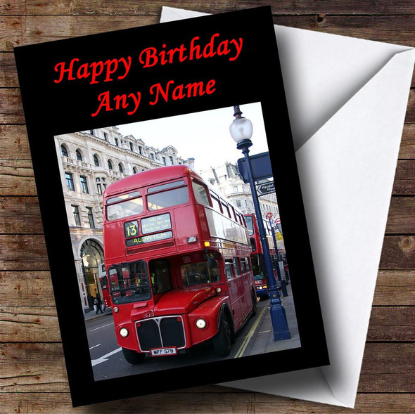 Red London Bus Personalised Birthday Card