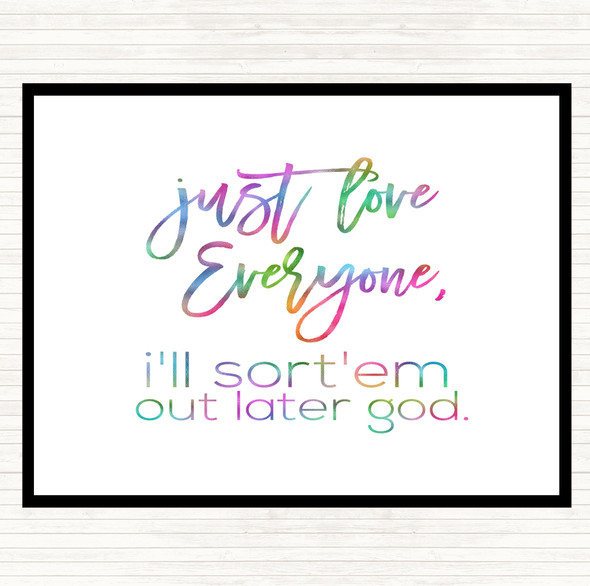 Love Everyone Rainbow Quote Dinner Table Placemat